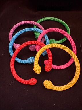 Plunder Design Multicolor Twisted Cable Cuff Bangle Bracelet Set of 6 NWOT